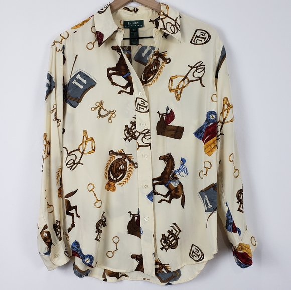 Lauren Ralph Lauren Tops - LRL Ralph Lauren Silke Equestrian Horse Racing 8